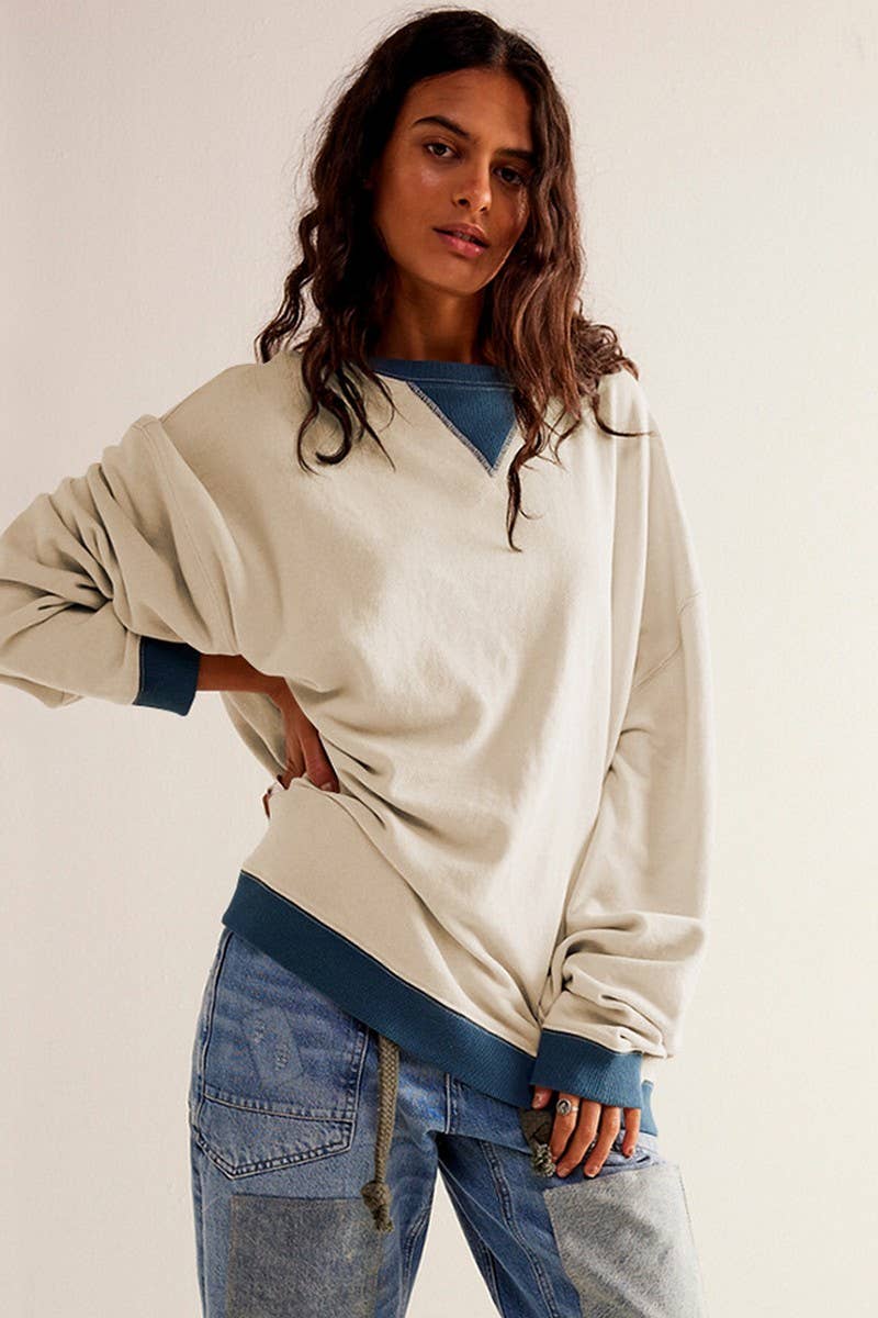 CWTBLL3991_LOOSE DROP SHOULDER CREWNECK SWEATSHIRT