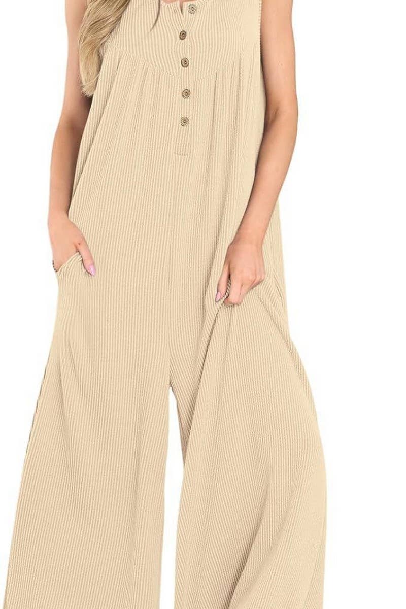 CWSJS0720_SOLID COLOR CASUAL LOOSE POCKET JUMPSUIT