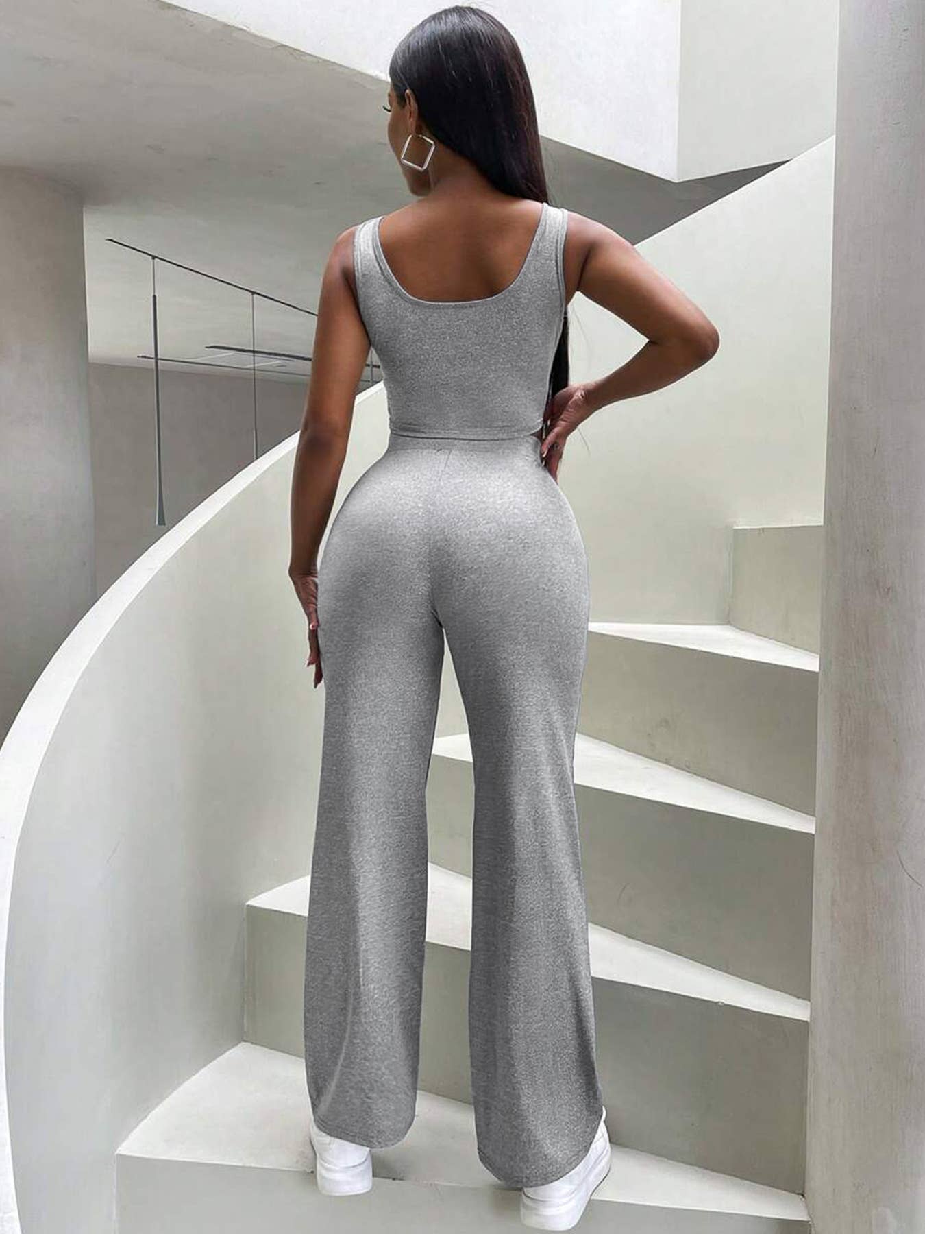 Casual fashion crop vest pants two-piece set