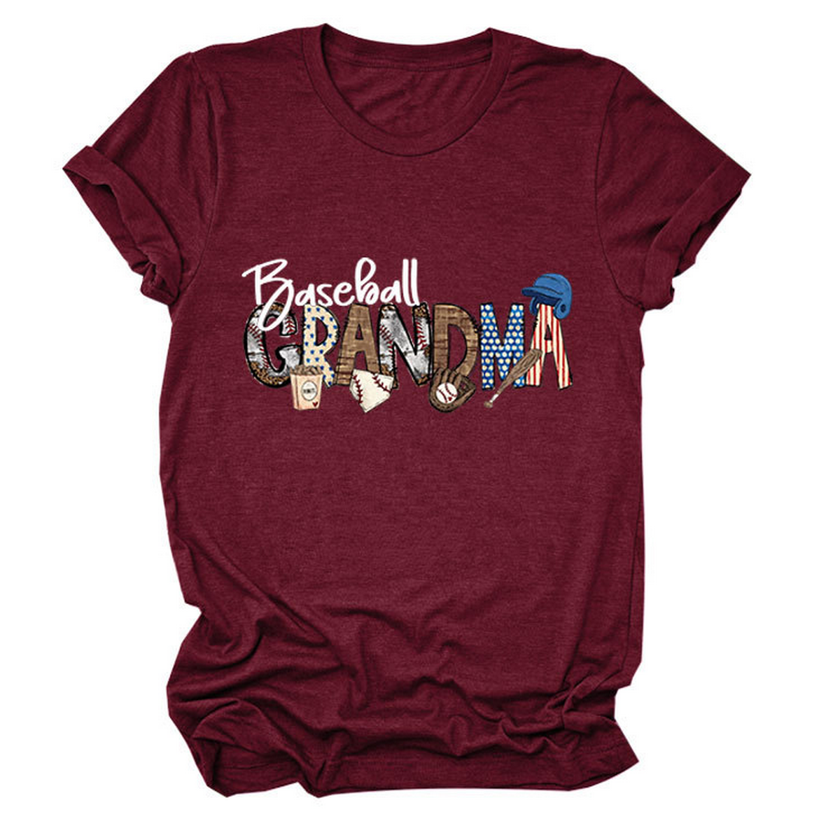 Casual Crew Neck Tee ?œBaseball Grandma??Shirt_CWTTSL0496