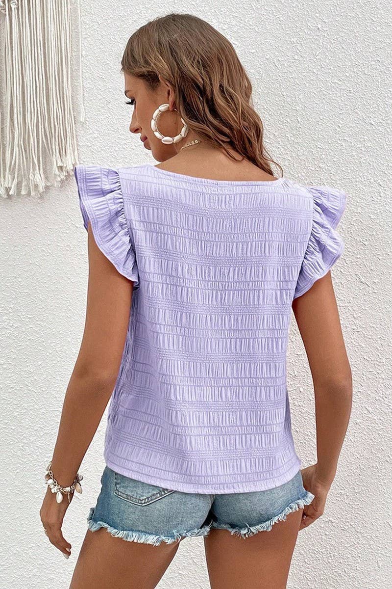 CWTBLS0608_SQUARE COLLAR RUFFLED SHIRT BLOUSE TOP