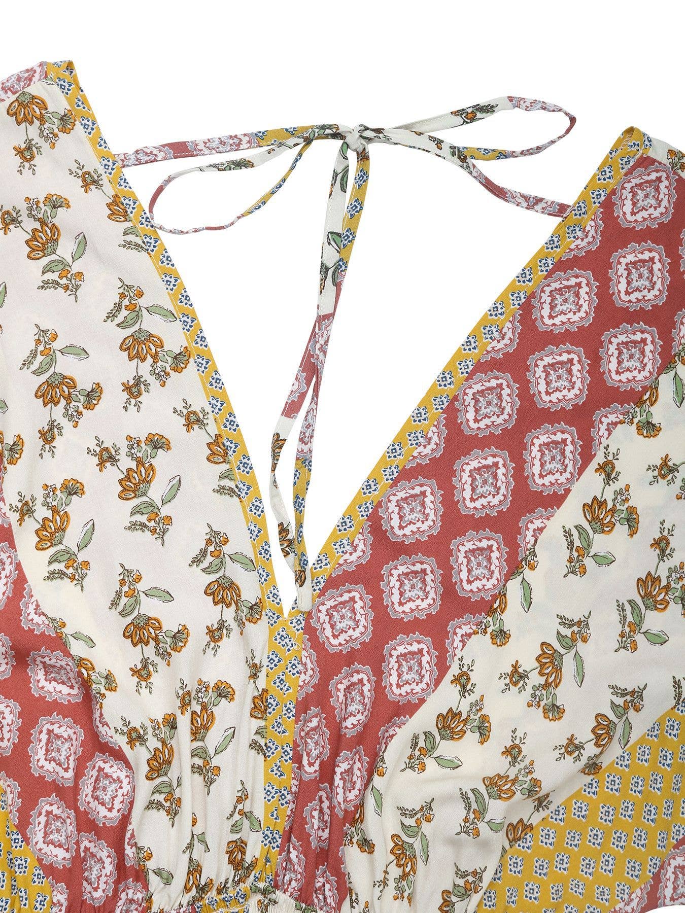 Boho Floral Print Vintage High Waist Jumpsuit