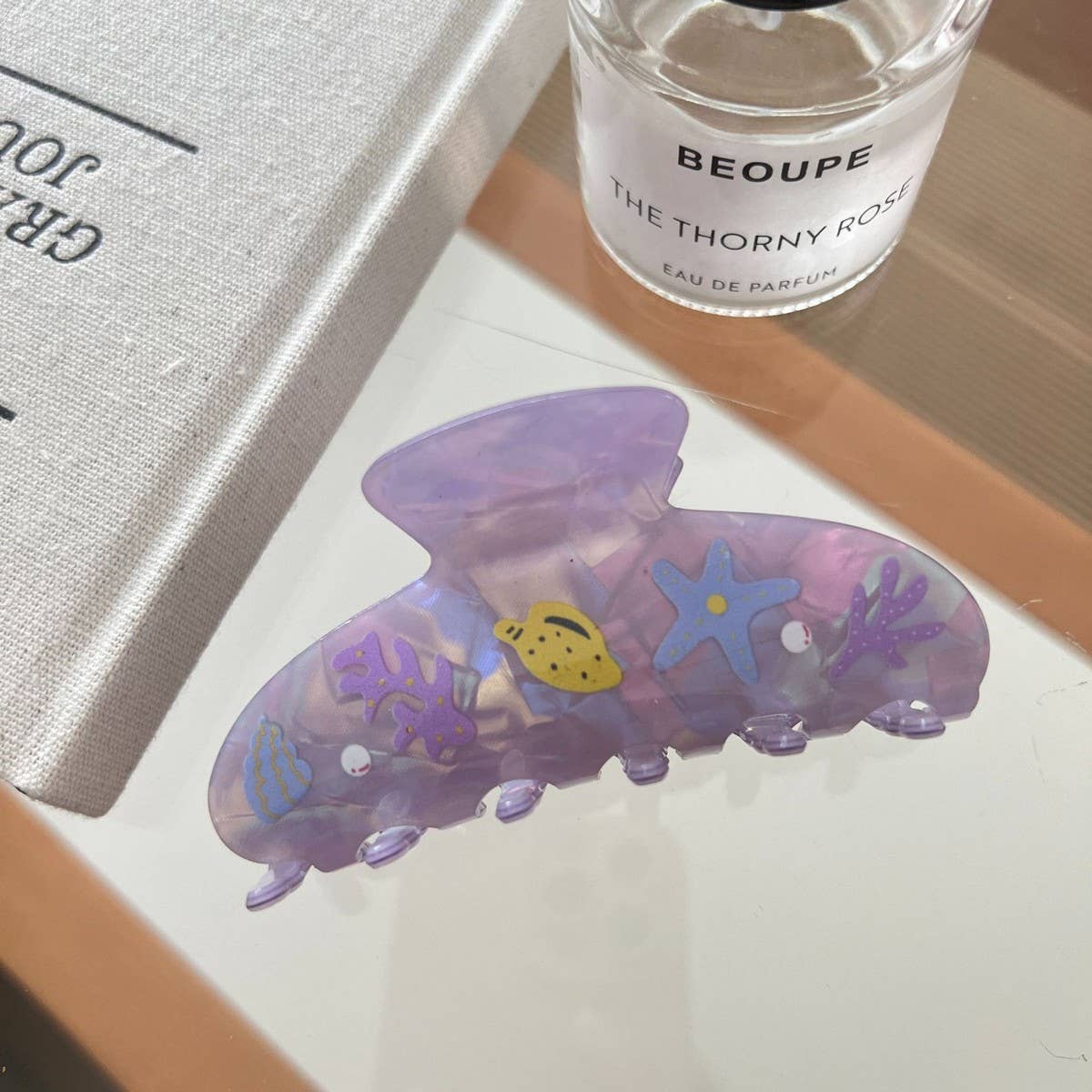 CWAHA07745_ACETATE STARFISH OCEAN SHARK HAIR CLAW CLIP