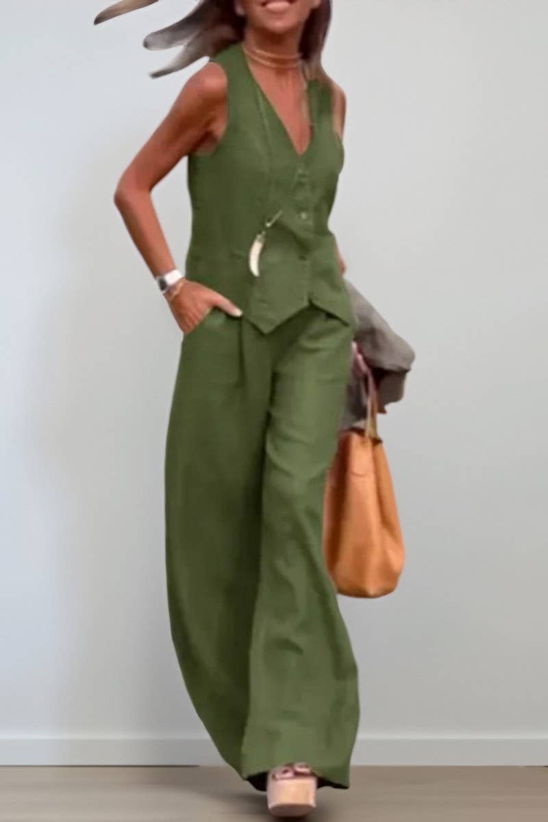 CWSTB00379_SOLID COLOR VEST AND TROUSERS CASUAL SUIT