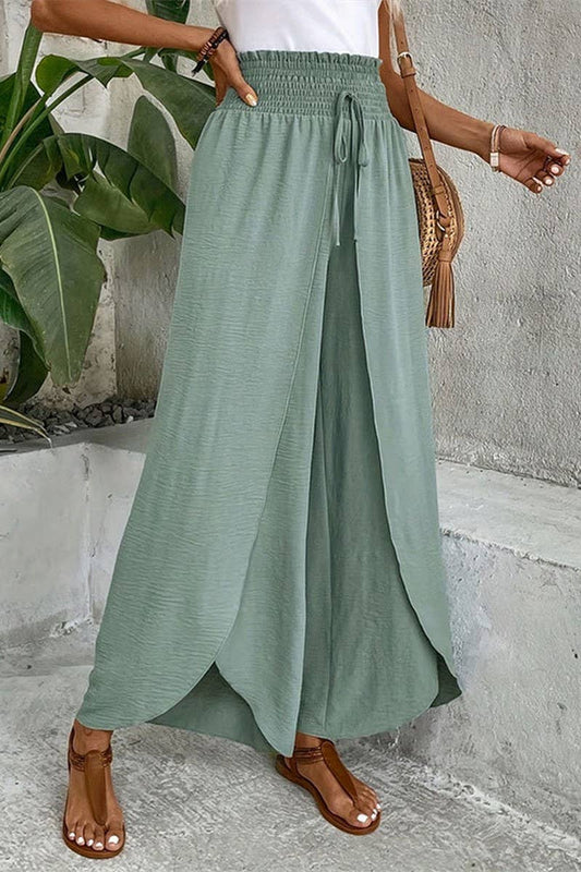 CWBLP1934_COMMUTER ELASTIC WAIST IRREGULAR WIDE LEG PANTS