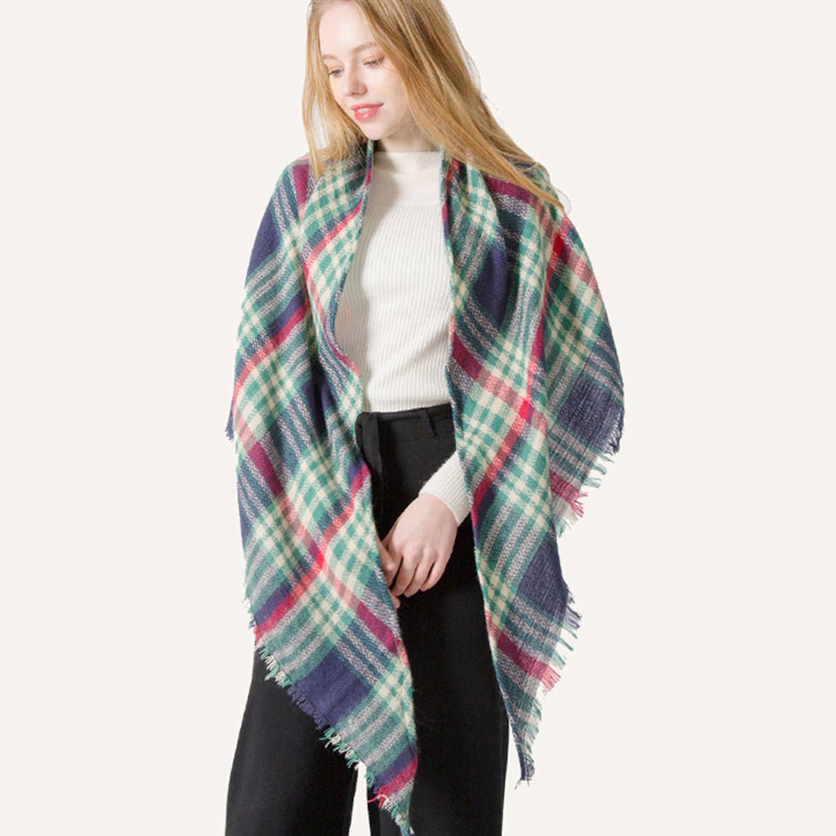 Autumn and Winter Plaid Faux Cashmere Scarf_CWASC0115