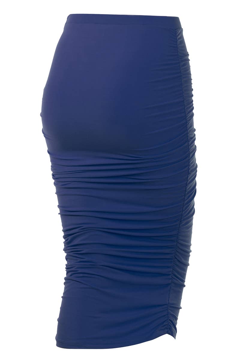 CWBMS070_PLUS Slim Fit Ruched Long Pencil Skirt