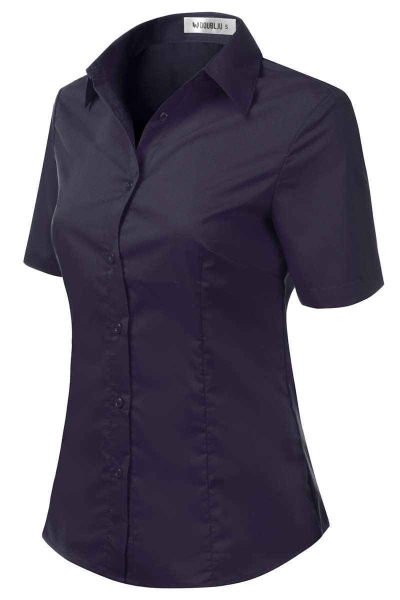 CWTSTS118-P_Slim Classic Short Sleeve Bttn Down Collar Shirt