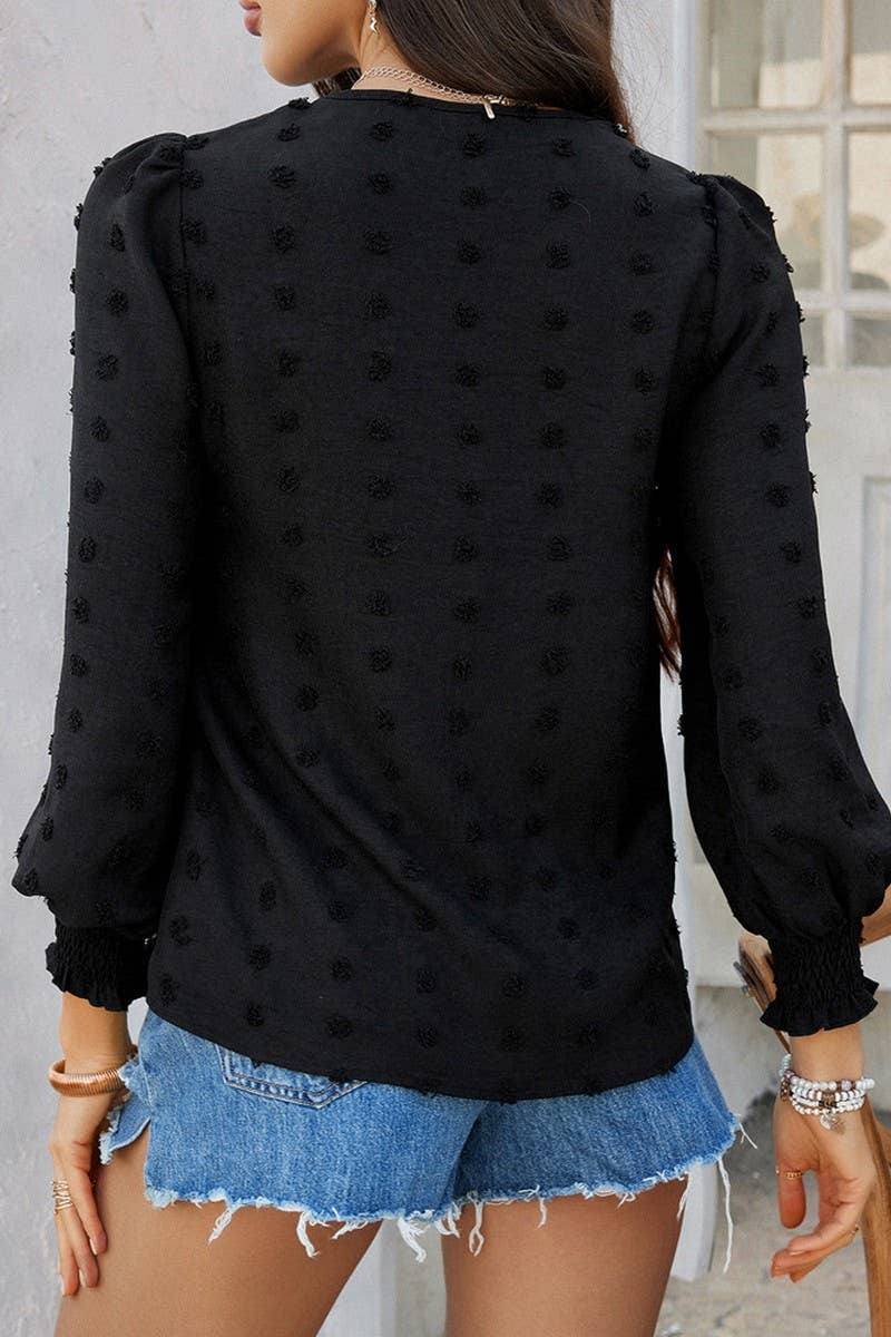 CWTBLL3594_SOLID COLOR JACQUARD OLIVE LONG SLEEVE SHIRT