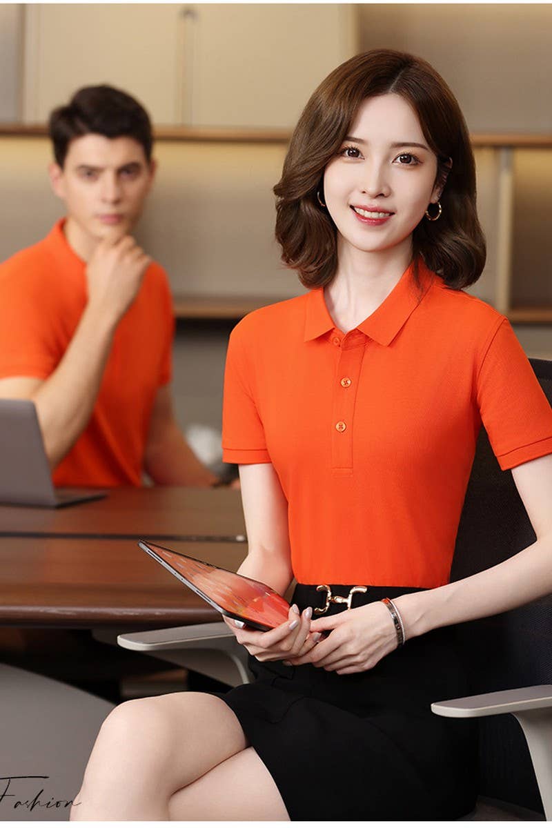 CWTBLS02457_SLIM FIT SOLID COLOR POLO SHIRT WOMEN