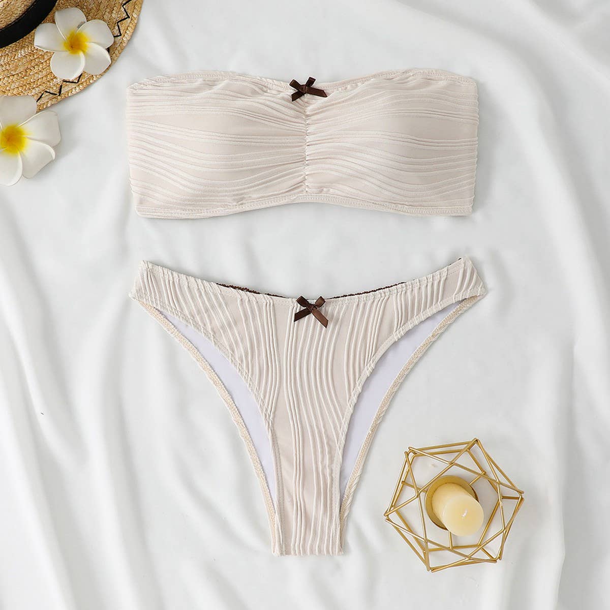 Women's Bandeau Bikini - Sexy Solid Color Swimwear