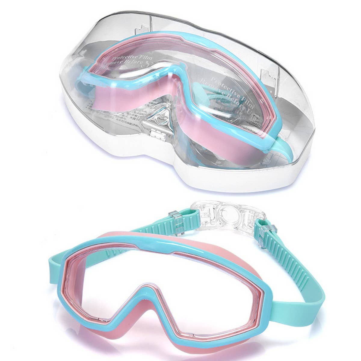 Kids Swim Goggles, Anti-Fog Large Frame Flat Lens
