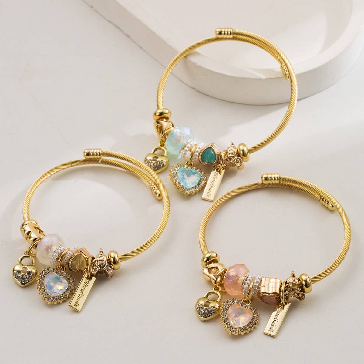 Minimalist Crystal Heart Beaded Couple Bracelet