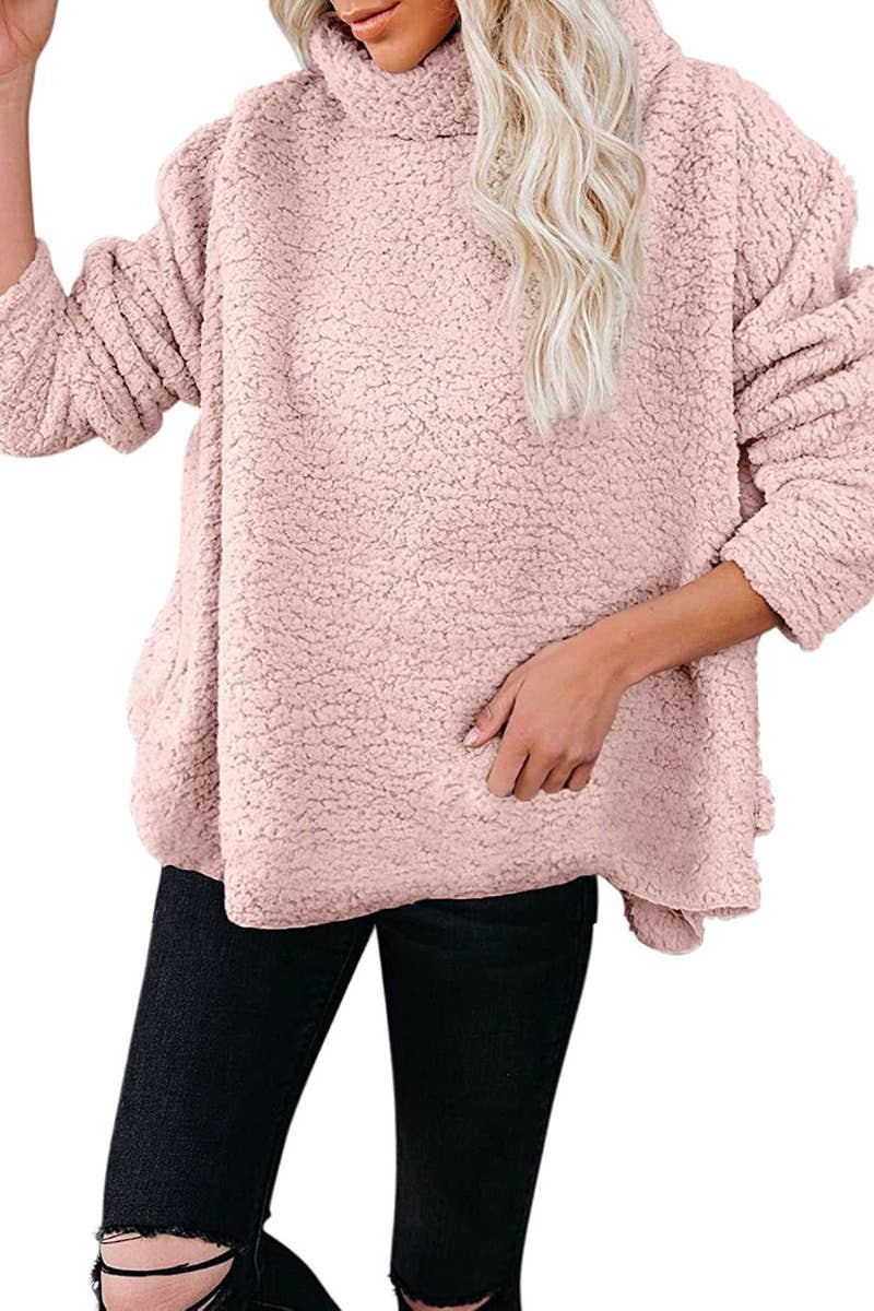 CWOSWL6740_WINTER TURTLENECK PLUSH LONG-SLEEVED TOP