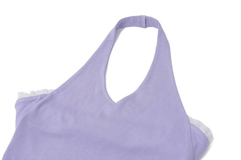 Elegant deep V-neck sexy backless halter dress