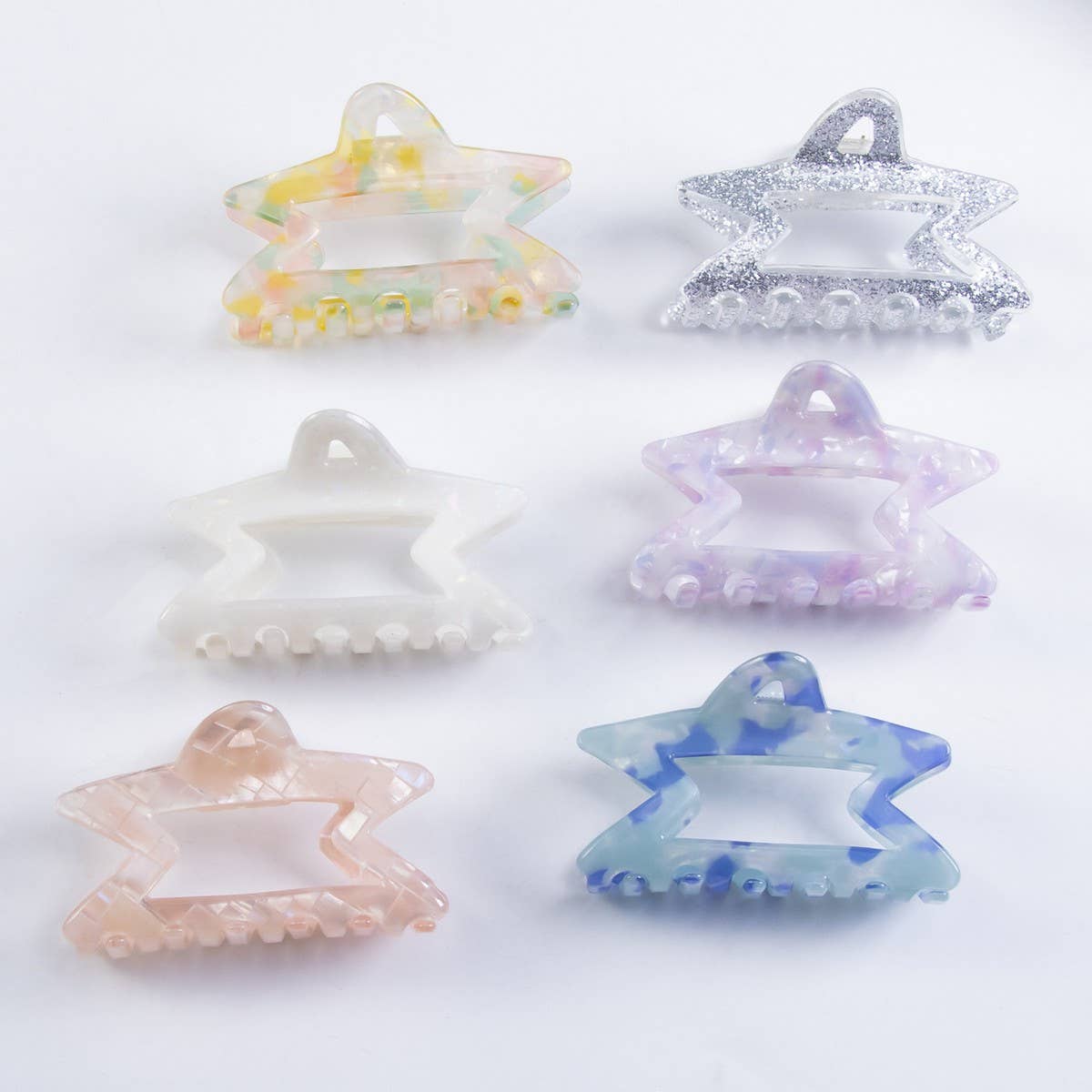 CWAHA1435_GLAMOUR TRANSPARENT STAR HAIR CLAW CLIP