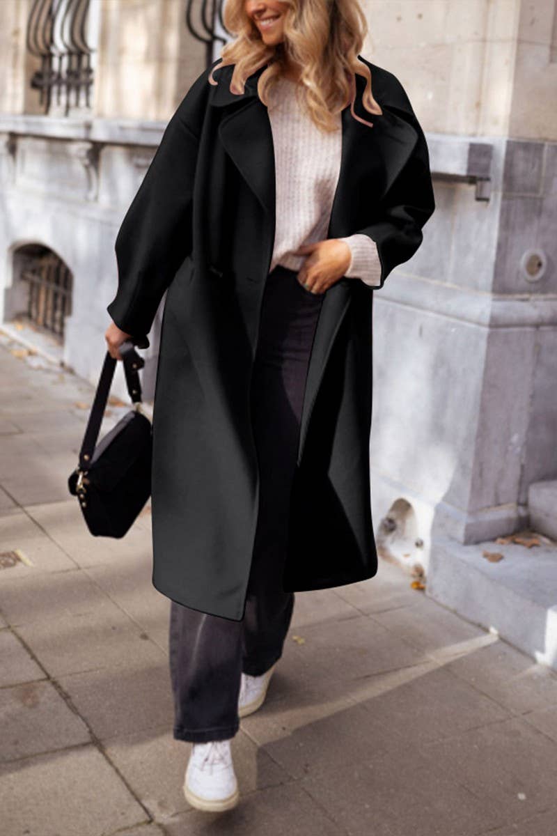 CWOCO1158_AUTUMN CASUAL MID-LENGTH BUTTON SWEATER DRESS