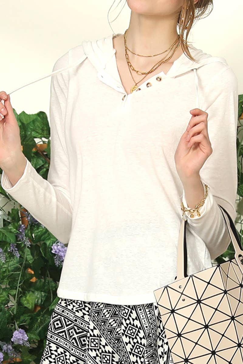 CWTTL1100_HENLEY LIGHT WEIGHT BUTTON DOWN HOODIE TOP