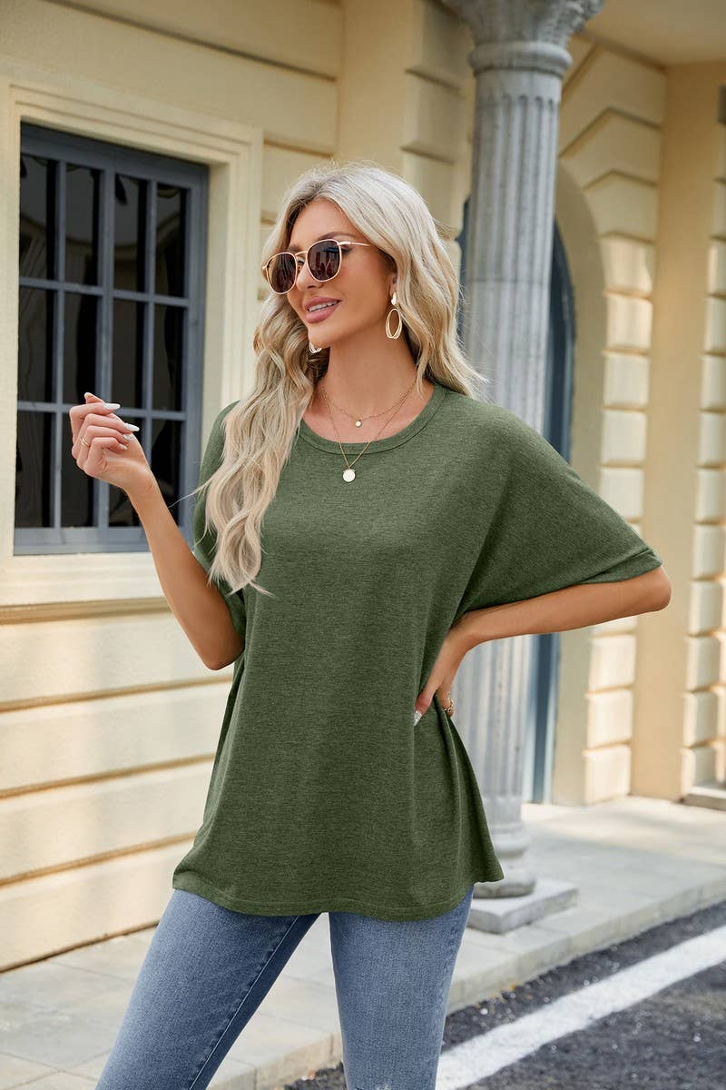 CWTTS1083_ROUND NECK SHORT SLEEVE BAGGY TOP