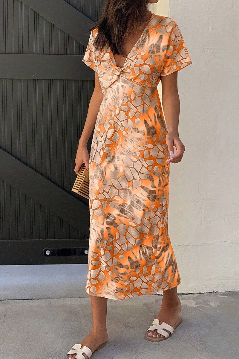 CWDMD6175_SUMMER HOLIDAY STYLE V-NECK SEXY SLIM DRESS