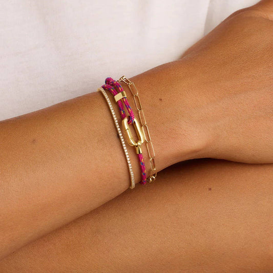 Adjustable Color Cord Bracelet??D Steel Couple Set_CWMM6963