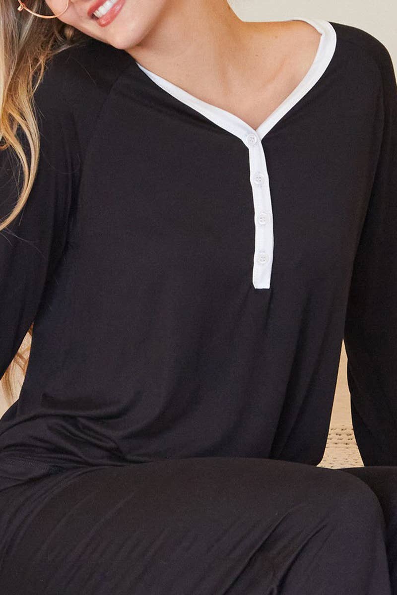 CWSPJ033_COZY LONG SLEEVE HENLEY NECK PAJAMA SET