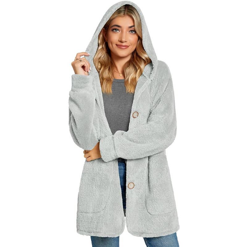 FLEECE BUTTON POCKET CARDIGAN CASUAL COAT