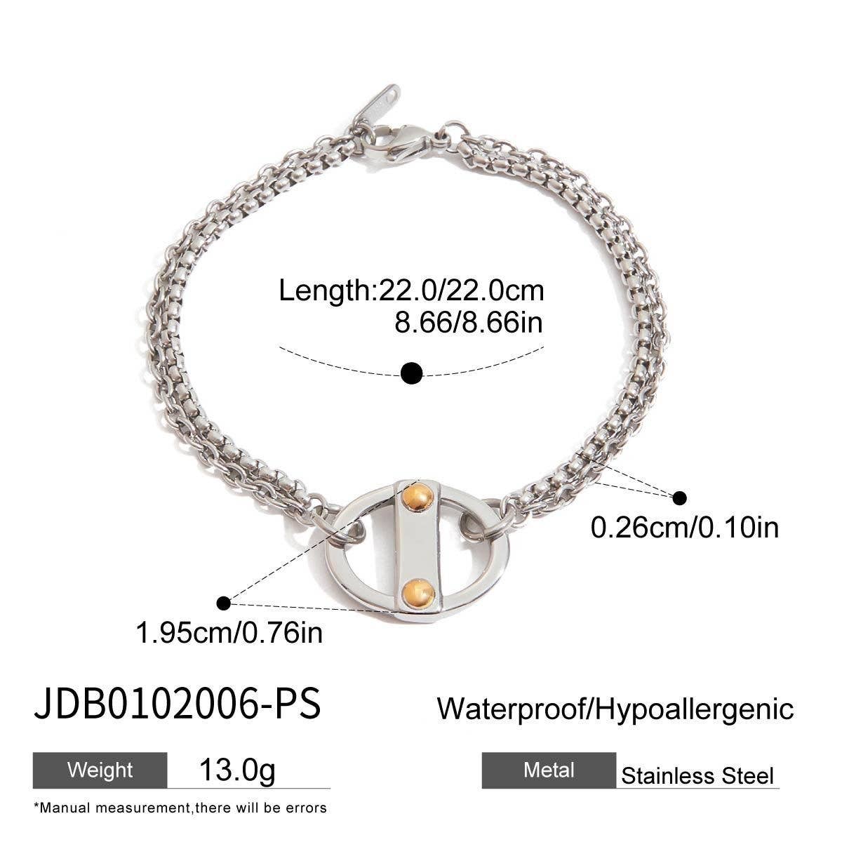 Stylish 18K Gold Mixed Metal Chunky Cross Bracelet_CWAJE4776