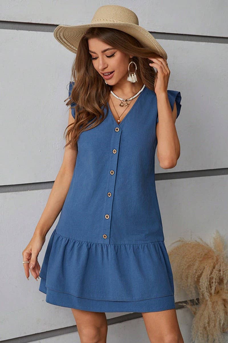 CWDSD8221_SUMMER V-NECK COMMUTER HOLIDAY DRESS