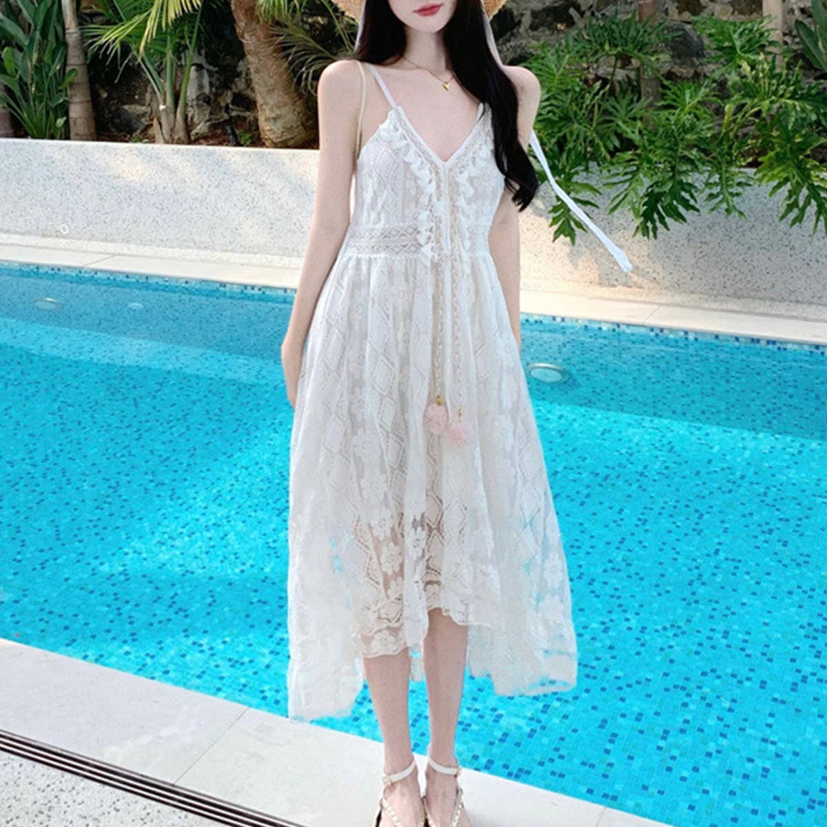 BOHEMIAN VINTAGE CUT-OUT LACE SLIP DRESS