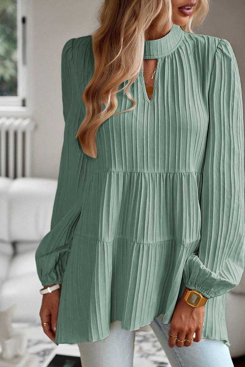 CWTBLL2768_HALF TURTLENECK WAVY LONG SLEEVE TOP