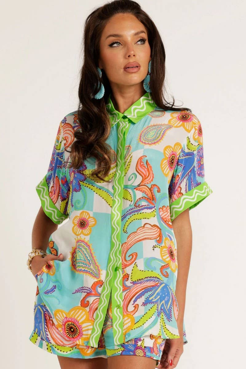 CWSTB1790_PRINTED OPEN SHIRT AND SHORTS LOUNGE SET