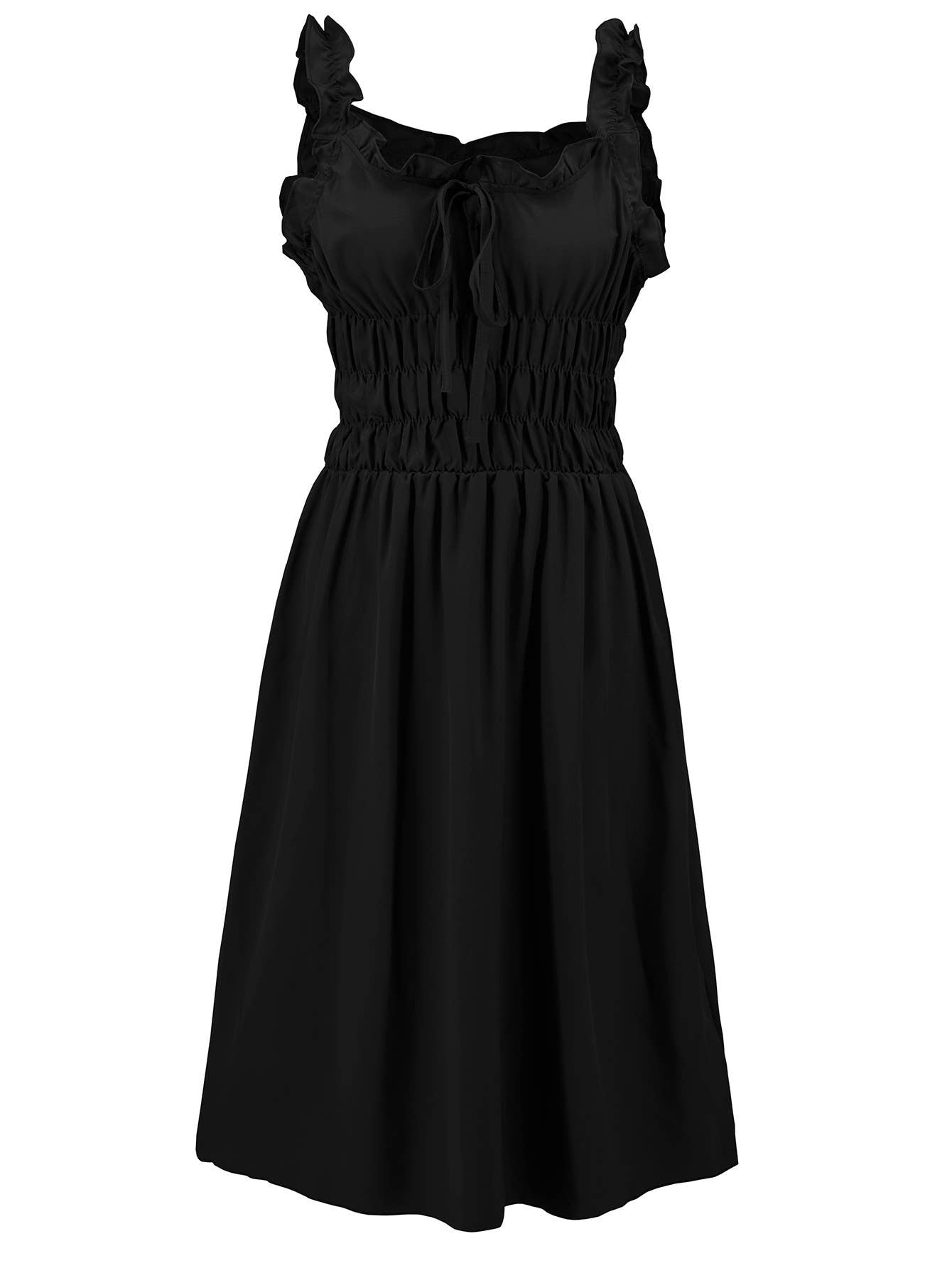 Casual Solid Color Waist-Tie Long Maxi Dress