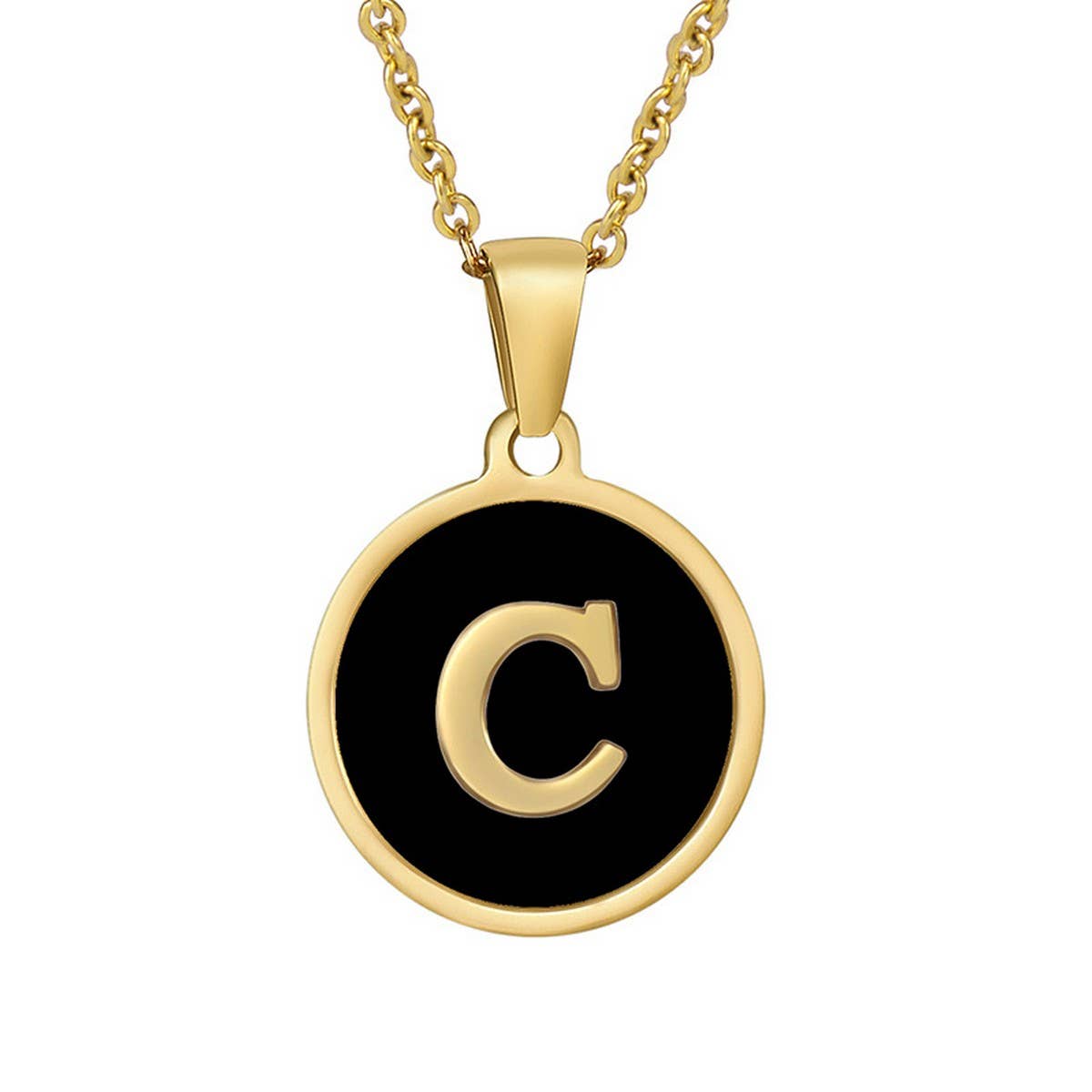 CIRCULAR SHELL ENGLISH LETTER PENDANT NECKLACE