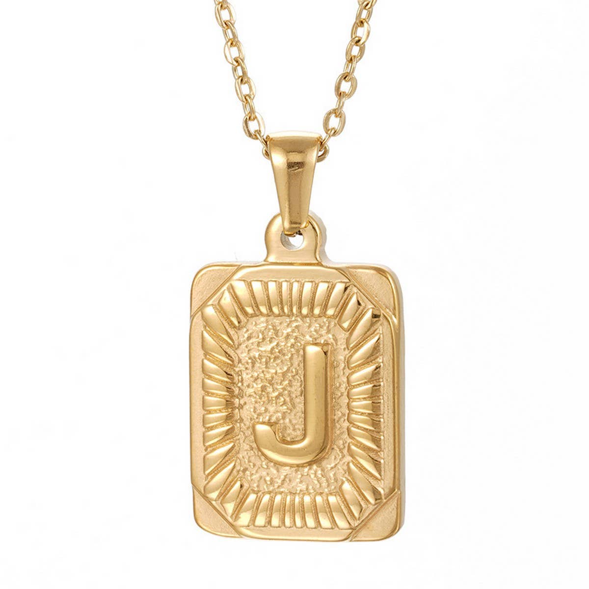 CWAJE1937_Square Stainless Steel Letter Fashion Necklace