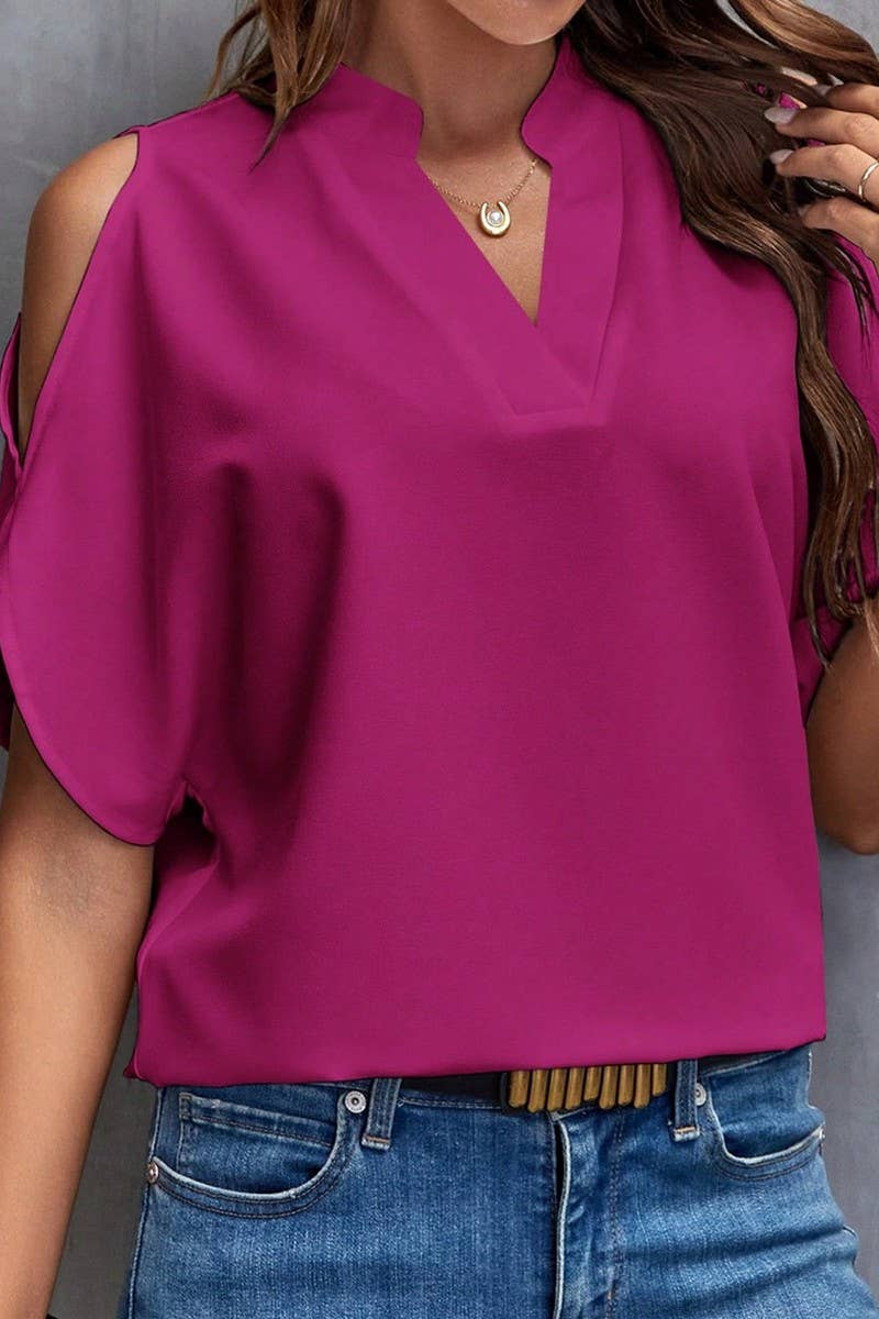CWTTS1373_SUMMER V-NECK FASHIONABLE OFF-SHOULDER TOP