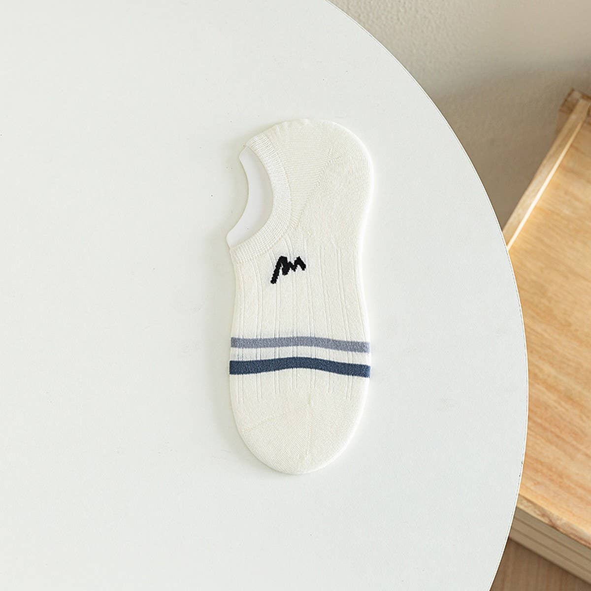 CWMS2458_SUMMER LETTER STRIPE INVISIBLE CREW SOCKS