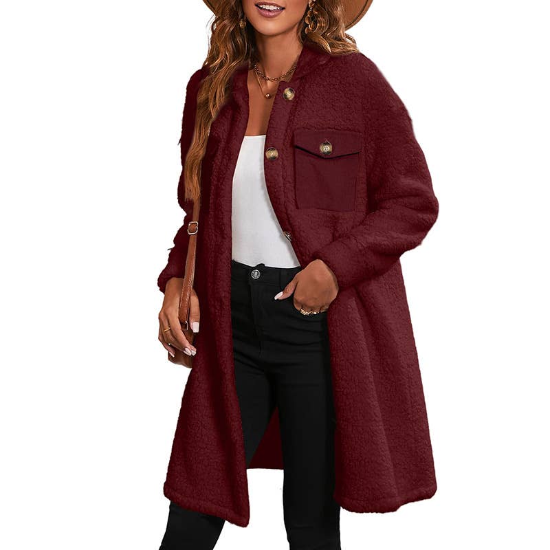 CASUAL LAMB FLEECE WARM MID-LENGTH JACKET LADY