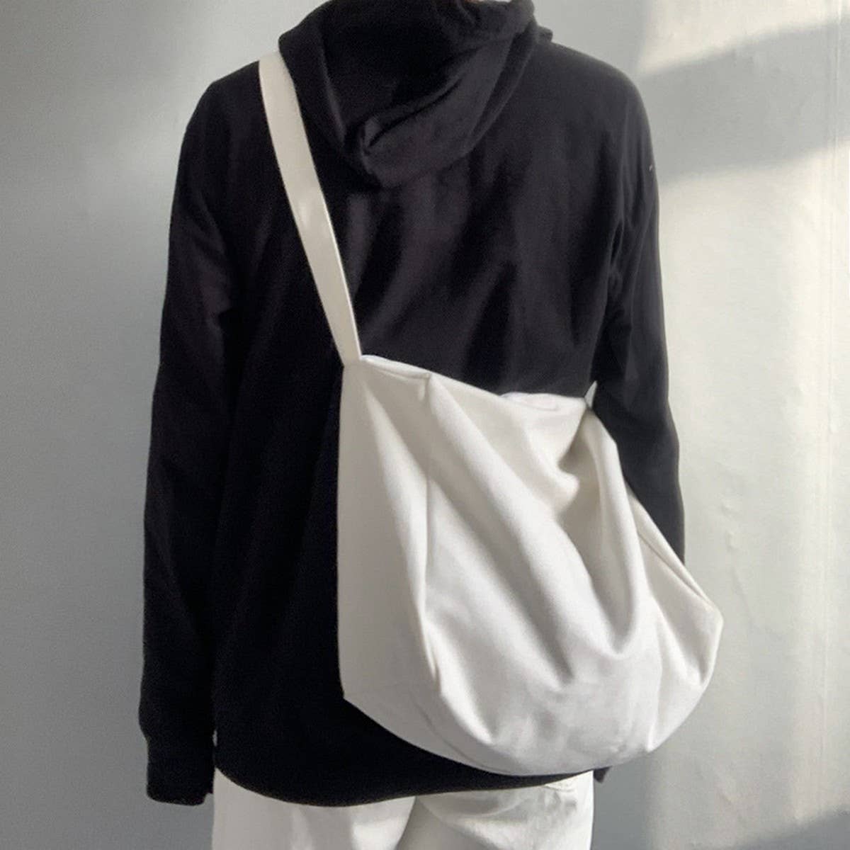 SOLID COLOR LARGE CAPACITY CROSSBODY BAG CANVAS BAG_CWAB2055