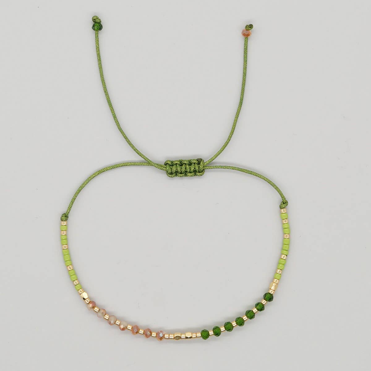 GRADIENT COLOR CRYSTAL FLAT BEAD BRACELET