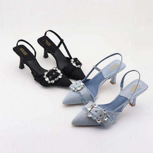 RHINESTONE POINTED TOE STILETTO HIGH HEELS