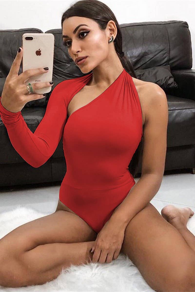 CWSBS0202_SEXY BACKLESS HALTER NECK LONG SLEEVE BODYSUIT