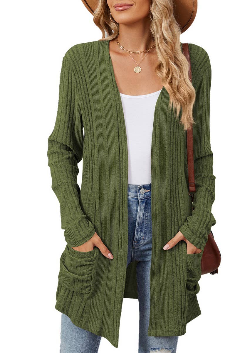 CWOCAL1923_BRUSHED POCKET LONG SLEEVE CARDIGAN COAT