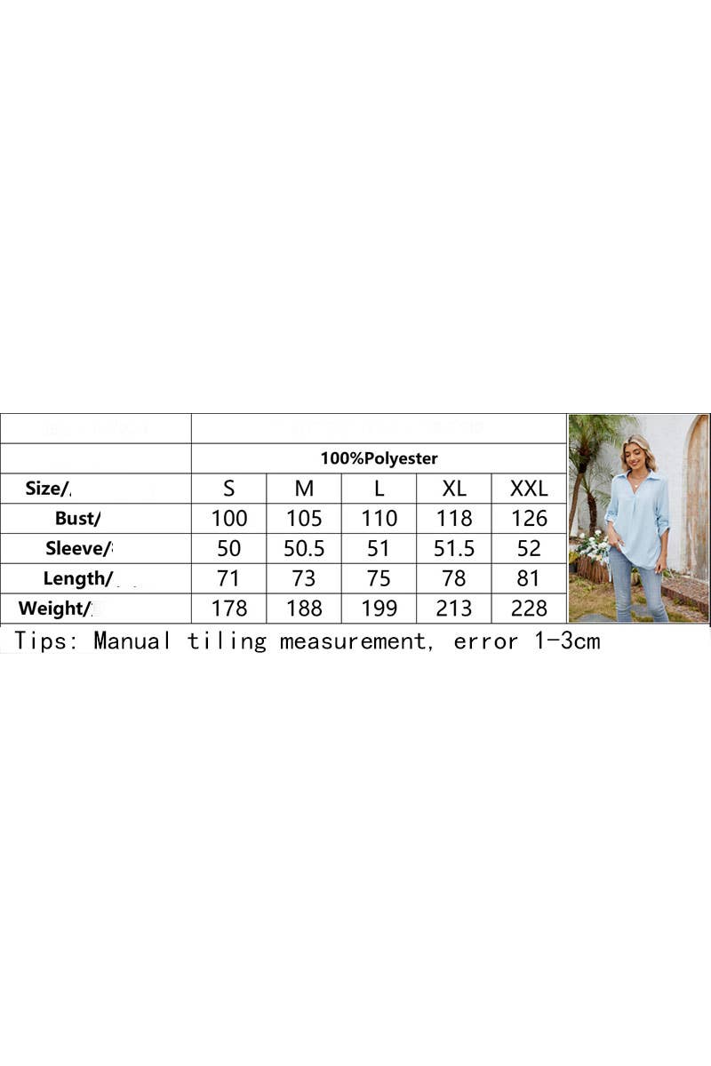 CWTBLS1796_SPRING AND SUMMER SOLID COLOR LAPEL LOOSE SHIRT