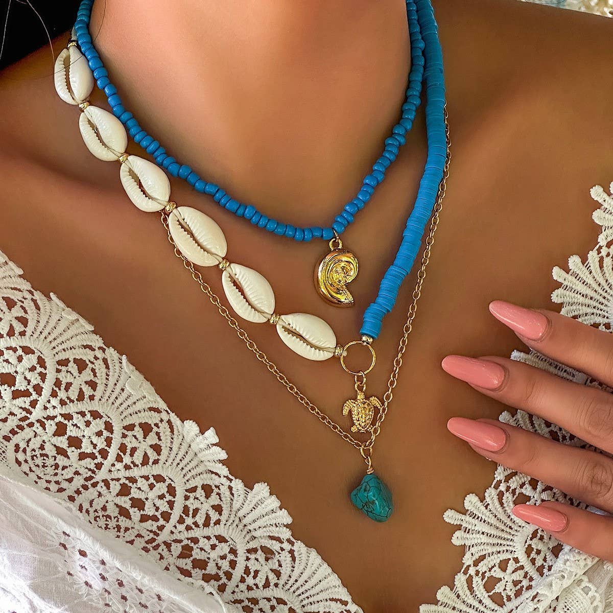VINTAGE BOHEMIAN SUNFLOWER LAYERED NECKLACE