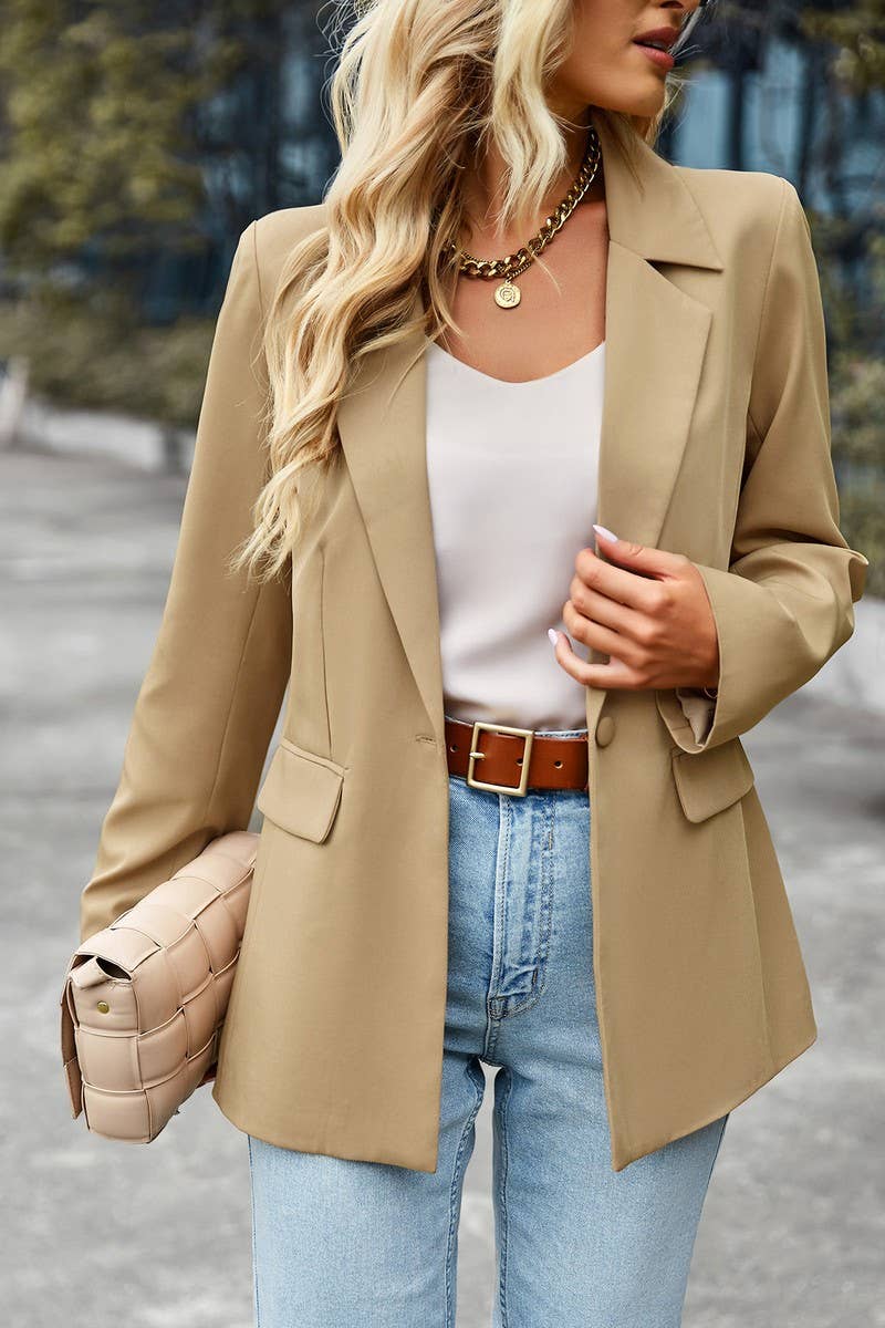 CWOBL00217_SOLID COLLARED CASUAL BLAZER JACKET