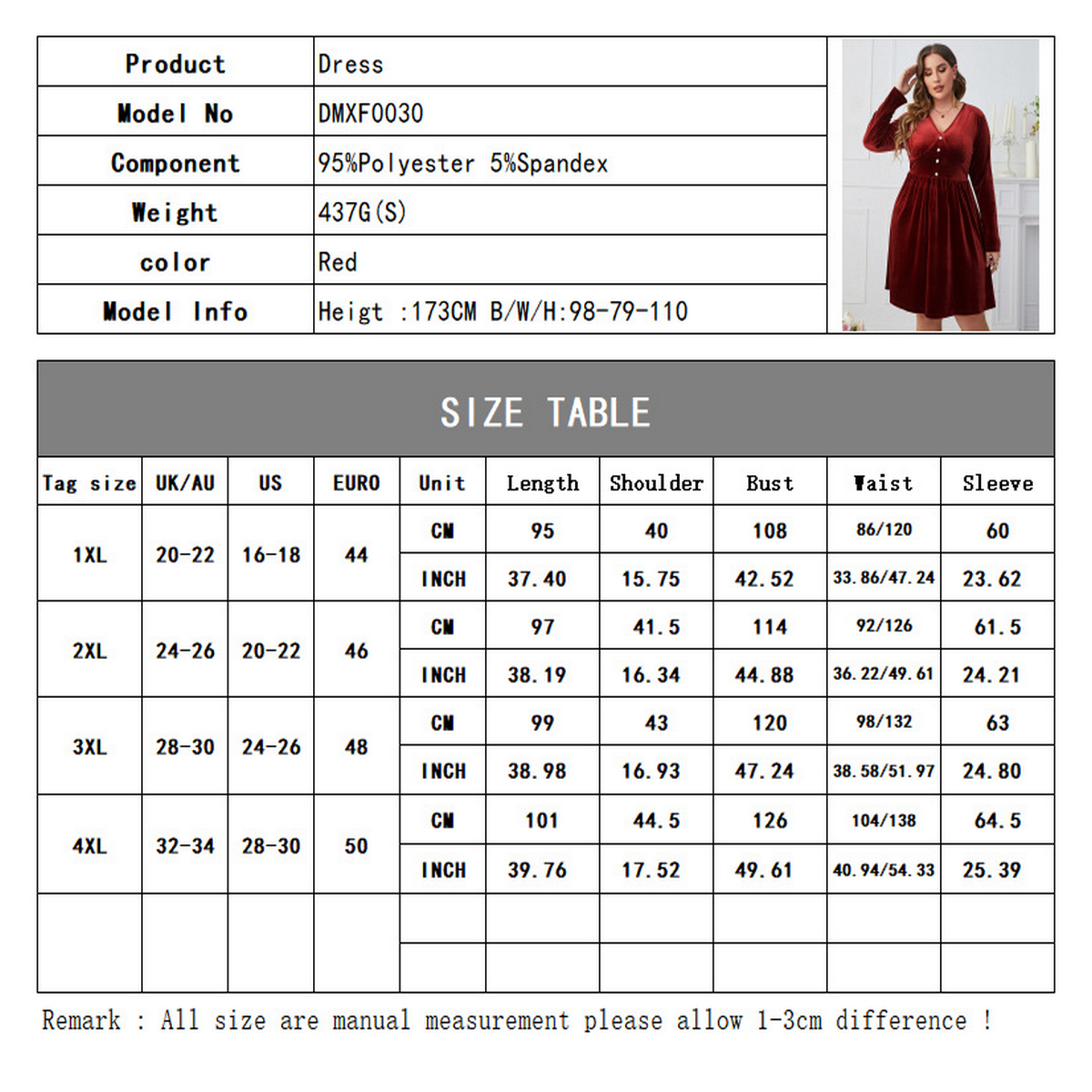 Deep Red V-Neck Slim Fit High Waist Dress