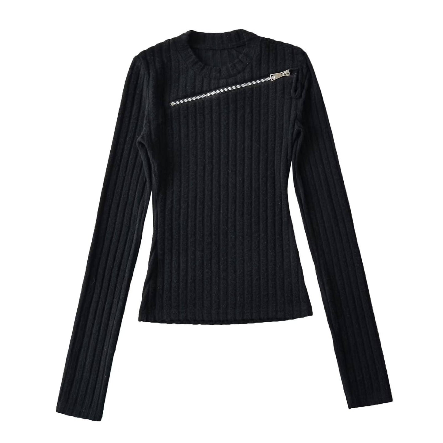 CUT-OUT TOP WITH A DIAGONAL ZIPPER ON THE CHEST