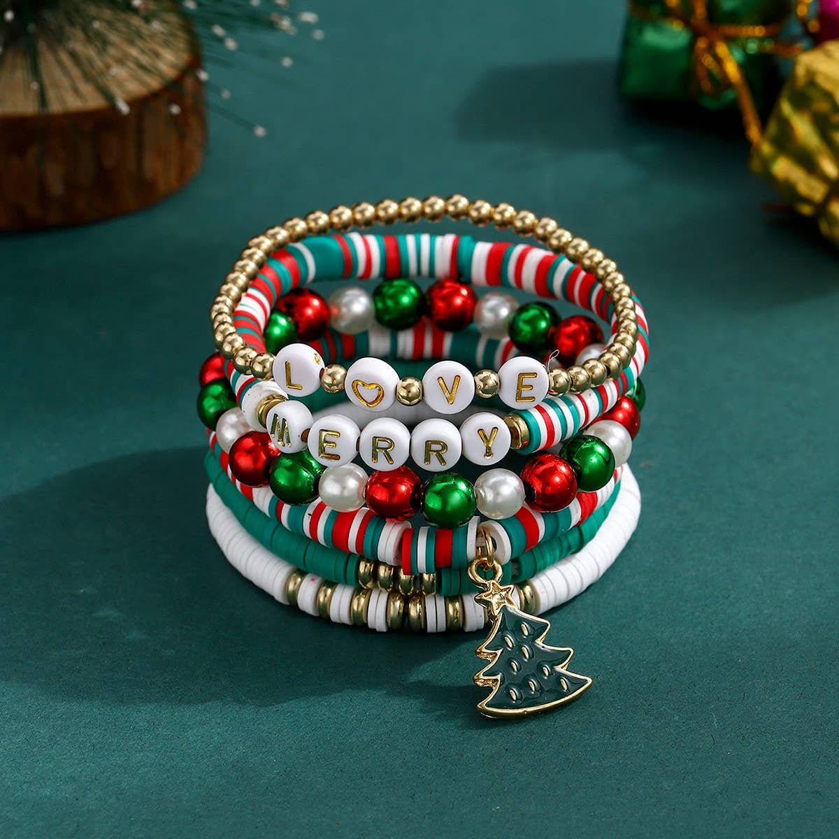 BEADED LETTER PEARL CHRISTMAS BRACELET COMBINATION_CWMM2618