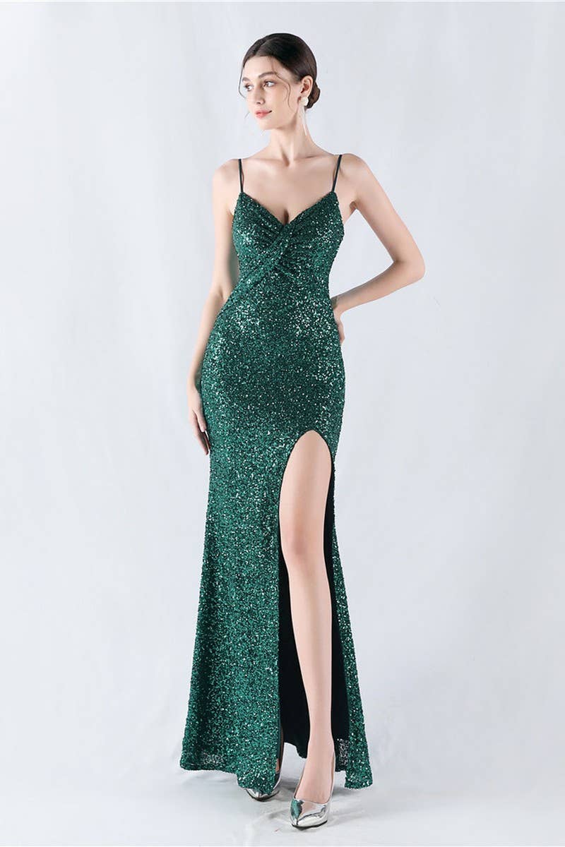 CWDMD4825_ELEGANT SEXY HIGH-SLIT SLING EVENING DRESS